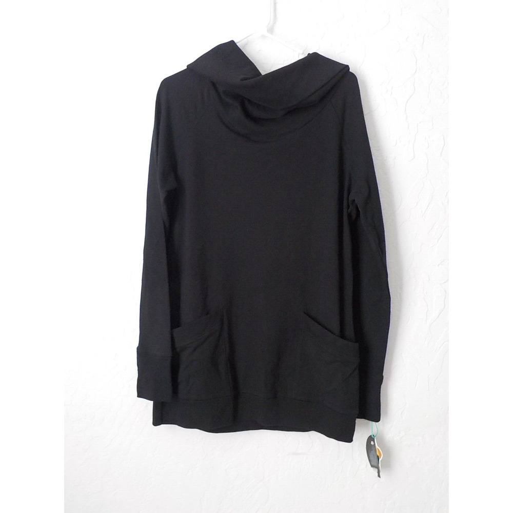 Black Pullover Top Size Large Cowl Neck Long Sleeve by Half Moon Modern Movement